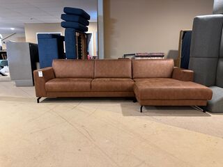 Hoekbank met lounge, cognac